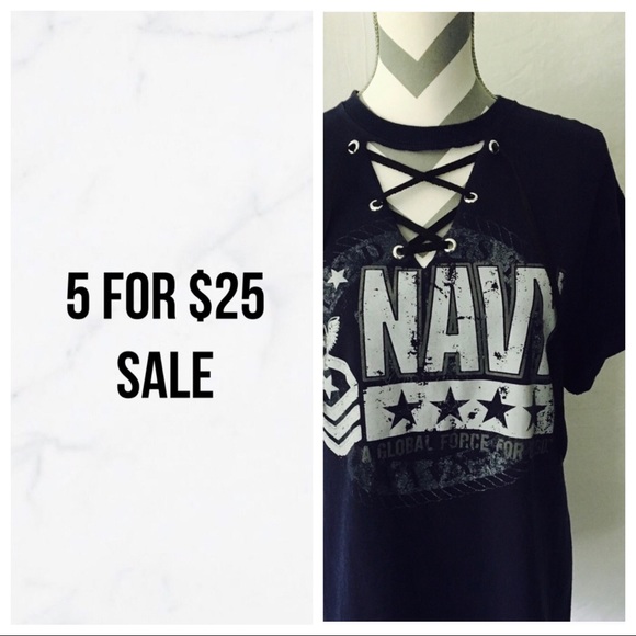 Tops - ⚙️⚙️Custom Design U.S. Navy Lace Up Tee